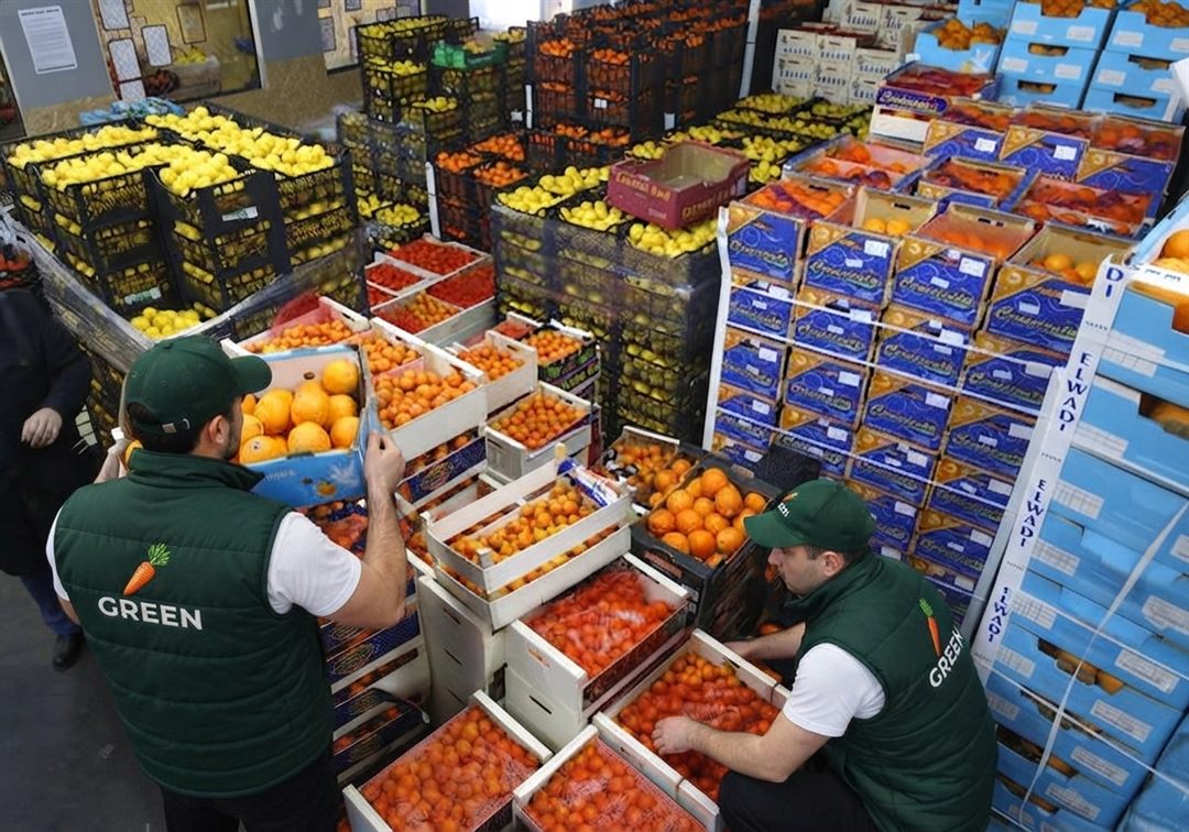 Сотрудники GREEN отбирают фрукты на оптовой базе